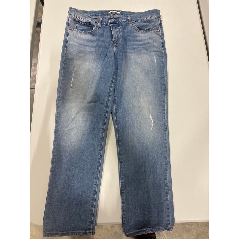Levis Womens Boyfriend Bootcut Jeans Size 31 Distressed Blue‎ Western Cowgirl